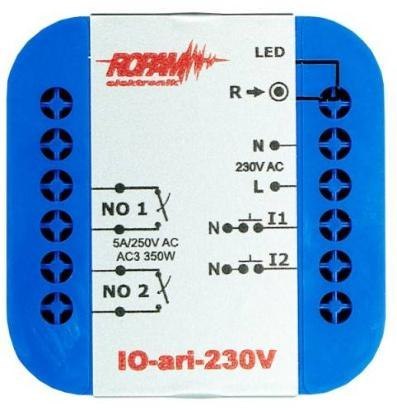 ROPAM IO-ari-230V bezprzewodowy, douszkowy, dwukanałowy sterownik 230VAC, 2xNO, 2xIN (N). ROPAM IO-ari-230V bezprzewodowy, douszkowy, dwukanałowy sterownik 230VAC, 2xNO, 2xIN (N).