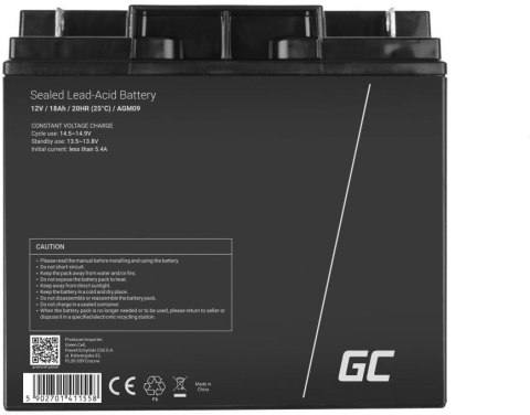 AKUMULATOR AGM Green Cell VRLA 12V 18Ah AKUMULATOR AGM Green Cell VRLA 12V 18Ah