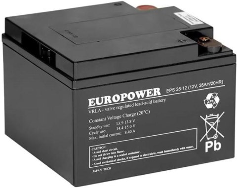 Akumulator AGM EUROPOWER serii EPS 12V 28Ah (Żywotność 8-12 lat) Akumulator AGM EUROPOWER serii EPS 12V 28Ah (Żywotność 8-12 lat)