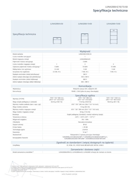 HUAWEI Magazyn energii 5kW (LUNA2000-5-C0 + 1 x LUNA2000-5kW-E0)