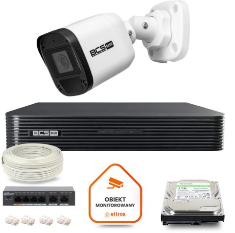 Zestaw monitoringu IP BCS Basic 1x Kamera BCS-B-TIP15FR3(2.0) Rejestrator z dyskiem 1TB Zestaw monitoringu IP BCS Basic 1x Kamera BCS-B-TIP15FR3(2.0) Rejestrator z dyskiem 1TB