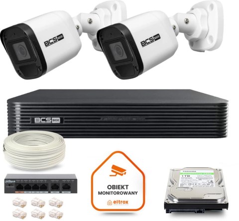 Zestaw monitoringu IP BCS Basic 2x Kamera BCS-B-TIP15FR3(2.0) Rejestrator z dyskiem 1TB Zestaw monitoringu IP BCS Basic 2x Kamera BCS-B-TIP15FR3(2.0) Rejestrator z dyskiem 1TB