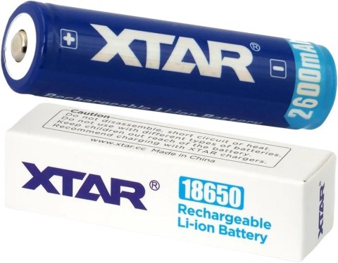 Akumulator 18650 Li-Ion 3,7V Xtar 2600mAh (1 szt.) z zabezpieczeniem Akumulator 18650 Li-Ion 3,7V Xtar 2600mAh (1 szt.) z zabezpieczeniem