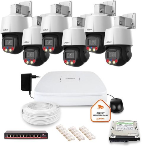 Zestaw monitoringu IP Dahua 6 kamer obrotowych 4MPx dysk 1TB Zestaw monitoringu IP Dahua 6 kamer obrotowych 4MPx dysk 1TB