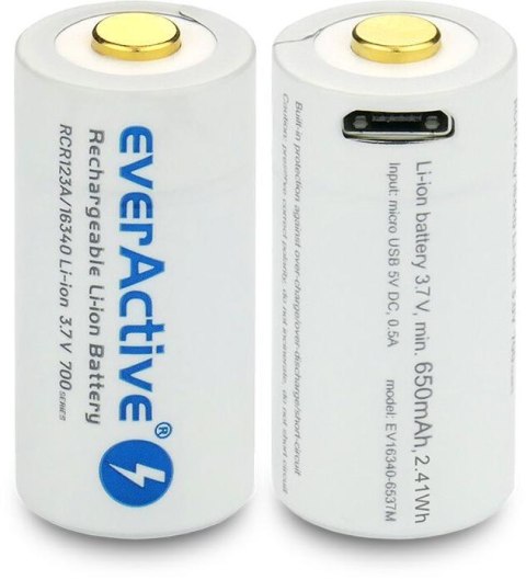 Akumulatorek 16340 / R-CR123 3,7V everActive 700mAh (1 szt.) z zabezpieczeniem Akumulatorek 16340 / R-CR123 3,7V everActive 700mAh (1 szt.) z zabezpieczeniem