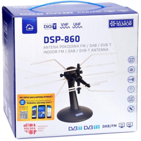 Antena pokojowa Telmor DSP-860 DVB-T2 aktywna Antena pokojowa Telmor DSP-860 DVB-T2 aktywna