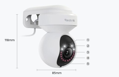 Kamera IP Reolink E Series E540 PTZ 5MP Wi-Fi LED biała