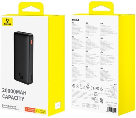 Powerbank Baseus Airpow P10022804113-00 20000mAh 20W PD QC 20W USB-A USB-C + kabel Powerbank Baseus Airpow P10022804113-00 20000mAh 20W PD QC 20W USB-A USB-C + kabel