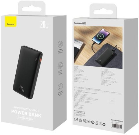 Powerbank Baseus Airpow PPQD090001 10000mAh 20W PD QC 20W USB-A USB-C + kabel Powerbank Baseus Airpow PPQD090001 10000mAh 20W PD QC 20W USB-A USB-C + kabel