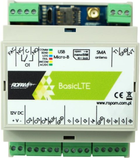 ROPAM Basic4G-D4M moduł powiadomienia i sterowania LTE (2G/4G) ROPAM Basic4G-D4M moduł powiadomienia i sterowania LTE (2G/4G)