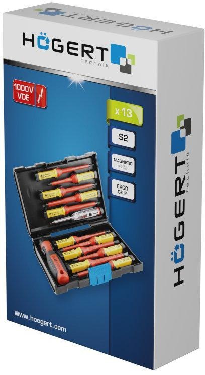 Hoegert HT1S997 Wkrętaki - zestaw 13 szt, izolowane 1000V Hoegert HT1S997 Wkrętaki - zestaw 13 szt, izolowane 1000V