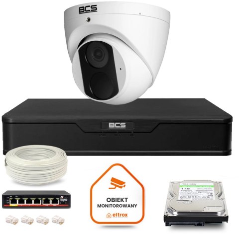 Zestaw monitoringu IP BCS Point 1x Kamera BCS-P-EIP14FSR3 Rejestrator z dyskiem 1TB Zestaw monitoringu IP BCS Point 1x Kamera BCS-P-EIP14FSR3 Rejestrator z dyskiem 1TB