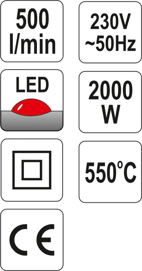 OPALARKA 2000W 70~550°C AKCESORIA WSKAŹNIK LED OPALARKA 2000W 70~550°C AKCESORIA WSKAŹNIK LED