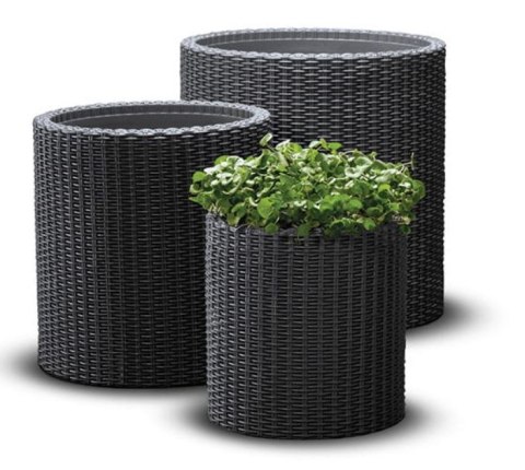 ZESTAW 3 DONIC KETER CYLINDER PLANTER S+M+L - GRAFIT ZESTAW 3 DONIC KETER CYLINDER PLANTER S+M+L - GRAFIT