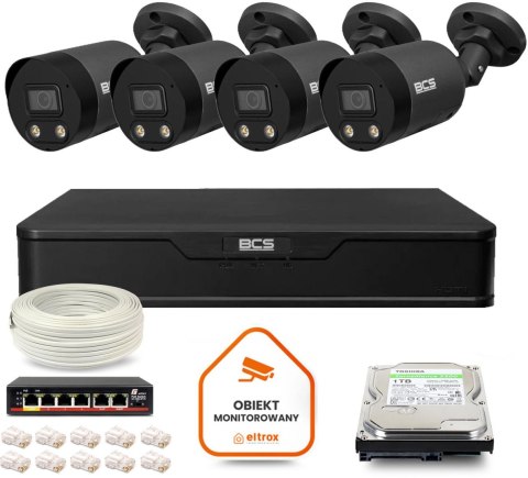 Zestaw monitoringu IP BCS Point 4x Kamera BCS-P-TIP28FWR3L2-Ai2-G Rejestrator z dyskiem 1TB Zestaw monitoringu IP BCS Point 4x Kamera BCS-P-TIP28FWR3L2-Ai2-G Rejestrator z dyskiem 1TB