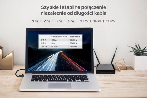 Unitek Kabel sieciowy płaski Ethernet Cat.7 10m Unitek Kabel sieciowy płaski Ethernet Cat.7 10m