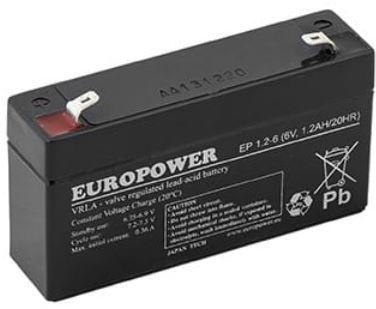 Akumulator AGM EUROPOWER serii EP 6V 1,2Ah (Żywotność 6-9 lat) Akumulator AGM EUROPOWER serii EP 6V 1,2Ah (Żywotność 6-9 lat)