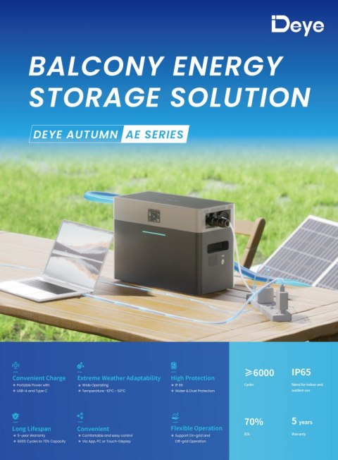 DEYE All In One AE-FS2.0-2H2 (Inwerter hybrydowy 1000W + bateria 2kWh) niskonapięciowy DEYE All In One AE-FS2.0-2H2 (Inwerter hybrydowy 1000W + bateria 2kWh) niskonapięciowy