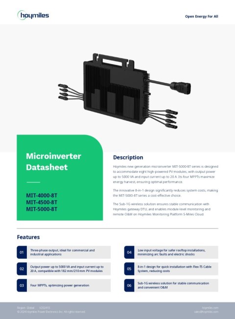 HOYMILES Mikroinwerter MIT-5000-8T 3F (8*750W) HOYMILES Mikroinwerter MIT-5000-8T 3F (8*750W)