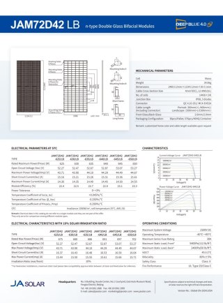 JA SOLAR JAM72D42-630W LB BIFACIAL (N-Type) MC4-EVO2