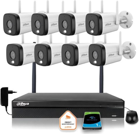 Zestaw monitoringu IP Dahua 8 Kamer WI-FI 5MPx aktywne odtraszanie LED IR do 30m Zestaw monitoringu IP Dahua 8 Kamer WI-FI 5MPx aktywne odtraszanie LED IR do 30m