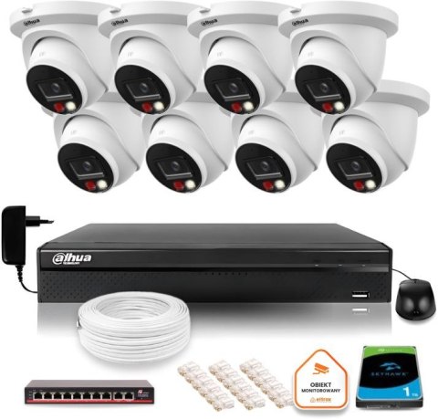 Zestaw monitoringu IP Dahua 8mpx 4K 8 kamer IPC-HDW2849TM-S-IL z dyskiem 1TB Zestaw monitoringu IP Dahua 8mpx 4K 8 kamer IPC-HDW2849TM-S-IL z dyskiem 1TB
