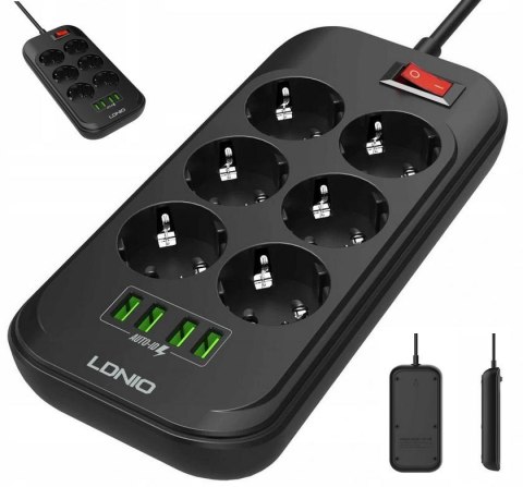Listwa zasilająca LDNIO SE6403 6 Gniazd + 4x USB Przedłużacz Listwa zasilająca LDNIO SE6403 6 Gniazd + 4x USB Przedłużacz