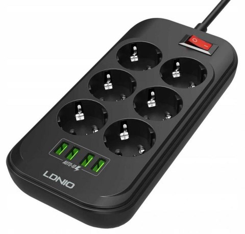 Listwa zasilająca LDNIO SE6403 6 Gniazd + 4x USB Przedłużacz Listwa zasilająca LDNIO SE6403 6 Gniazd + 4x USB Przedłużacz