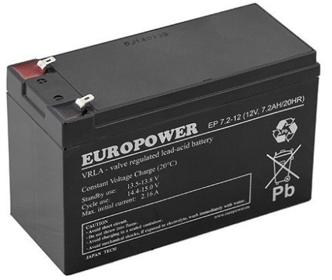 Akumulator AGM EUROPOWER serii EP 12V 7,2Ah Akumulator AGM EUROPOWER serii EP 12V 7,2Ah