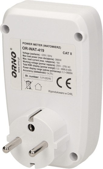 Watomierz z wyświetlaczem LCD OR-WAT-419 ORNO Watomierz z wyświetlaczem LCD OR-WAT-419 ORNO