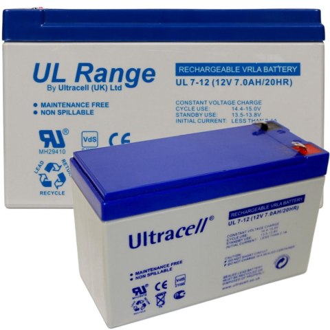 Akumulator AGM ULTRACELL UL 12V 7Ah UL7-12 Akumulator AGM ULTRACELL UL 12V 7Ah UL7-12