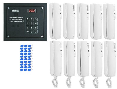 Laskomex system domofonu 10 lokatorów, 1 wejście, czytnik rfid. Laskomex system domofonu 10 lokatorów, 1 wejście, czytnik rfid.