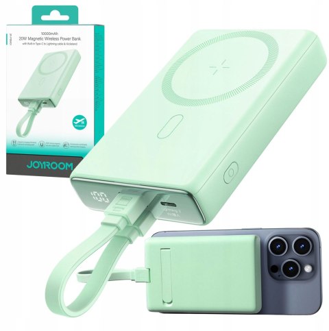Powerbank Joyroom JR-PBM01 10000mAh 20W 1x USB-C 2x Lightning zielony + kabel Powerbank Joyroom JR-PBM01 10000mAh 20W 1x USB-C 2x Lightning zielony + kabel