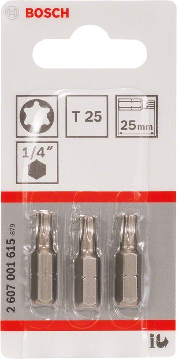 BIT, GROT, KOŃCÓWKA T25 EH 25MM 3 SZT. BIT, GROT, KOŃCÓWKA T25 EH 25MM 3 SZT.