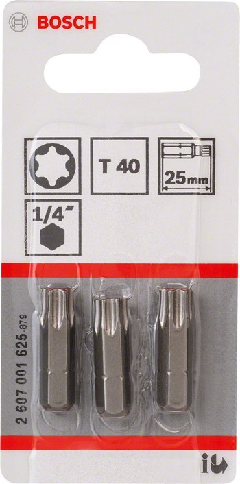 BIT, GROT, KOŃCÓWKA T40 EH 25MM 3 SZT. BIT, GROT, KOŃCÓWKA T40 EH 25MM 3 SZT.
