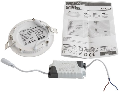 PANEL LED PODTYNKOWY OKRĄGŁY SLIM 12W, 960LM, 175MM PANEL LED PODTYNKOWY OKRĄGŁY SLIM 12W, 960LM, 175MM