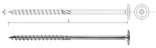 WKRĘT DO DREWNA Z KOŁNIERZEM NA TORX OCYNKOWANY 6*300MM T30