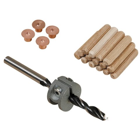 ZESTAW: WIERTŁO, OGRANICZNIK GŁĘB. 4 ZNACZNIKI KOŁKI 10MM ZESTAW: WIERTŁO, OGRANICZNIK GŁĘB. 4 ZNACZNIKI KOŁKI 10MM