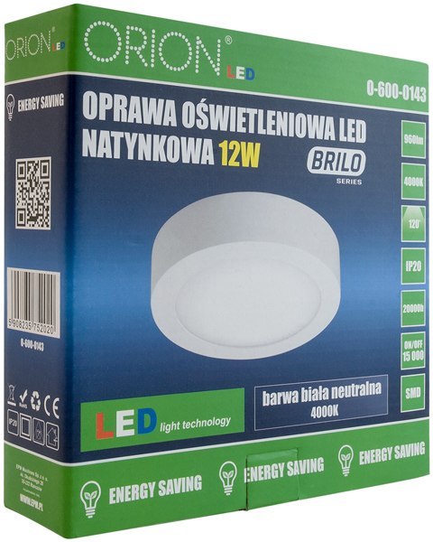 PANEL LED NATYNKOWY OKRĄGŁY BRILO 175MM, 12W, 960LM PANEL LED NATYNKOWY OKRĄGŁY BRILO 175MM, 12W, 960LM