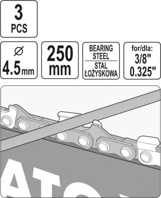 PILNIK OKRĄGŁY DO ŁAŃCUCHÓW 4.5MM 3 SZT.