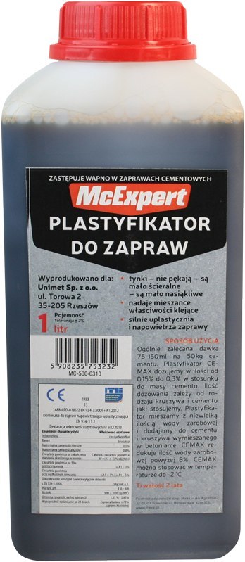 PLASTYFIKATOR DO ZAPRAW ZASTĘPUJĄCY WAPNO 1L PLASTYFIKATOR DO ZAPRAW ZASTĘPUJĄCY WAPNO 1L