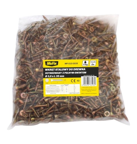 WKRĘT DO DREWNA OCYNK ŻÓŁTY 4.5*25MM WKRĘT DO DREWNA OCYNK ŻÓŁTY 4.5*25MM