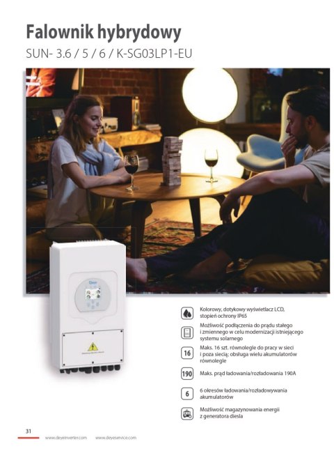 DEYE Falownik hybrydowy SUN-5kW-SG03LP1-EU 1-fazowy DEYE Falownik hybrydowy SUN-5kW-SG03LP1-EU 1-fazowy