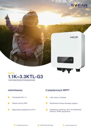 SOFAR 3300TL-G3 Jeden fazowy 1xMPPT