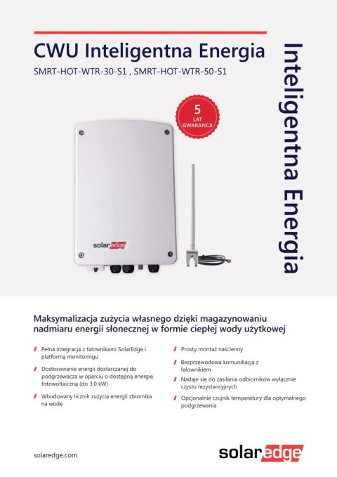 SolarEdge SMRT-HOT-WTR-30-S2 Kontroler grzałki CWU 3kW SolarEdge SMRT-HOT-WTR-30-S2 Kontroler grzałki CWU 3kW