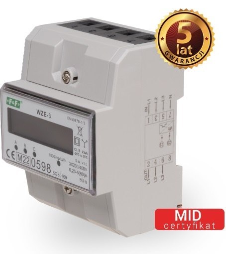 F&F Licznik/wskaznik zużycia energii Trójfazowy 80A (WZE-3)