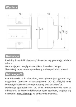F&F Licznik/wskaznik zużycia energii Trójfazowy 80A (WZE-3)