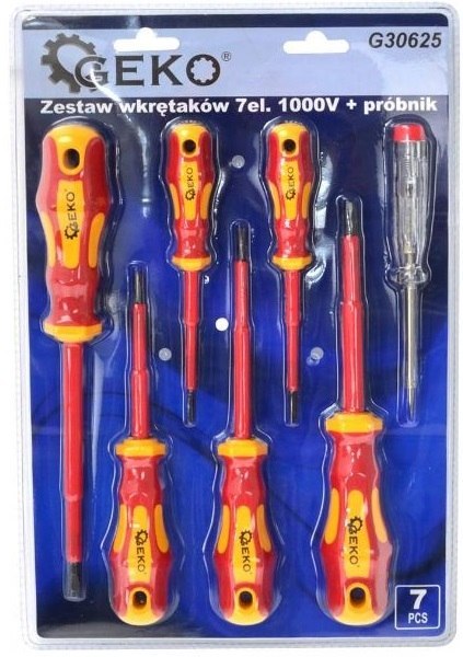 GEKO Zestaw wkrętaków 7szt 1000V + próbnik G30625 GEKO Zestaw wkrętaków 7szt 1000V + próbnik G30625