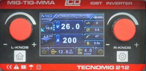 PÓŁAUTOMAT SPAWALNICZY TECNOMIG 212 LCD SYNERGIC VRD ALU PÓŁAUTOMAT SPAWALNICZY TECNOMIG 212 LCD SYNERGIC VRD ALU