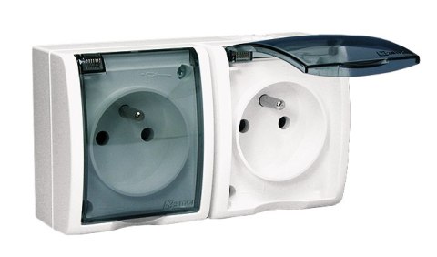AQUARIUS GNIAZDO HERM. 2-KROTNE Z/U IP54 Z KL.DYMNĄ BIAŁE AQUARIUS GNIAZDO HERM. 2-KROTNE Z/U IP54 Z KL.DYMNĄ BIAŁE